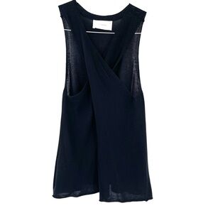 SIX/FIFTY Revolve Cross Wrap Front Black Knit Stretch Tank Top